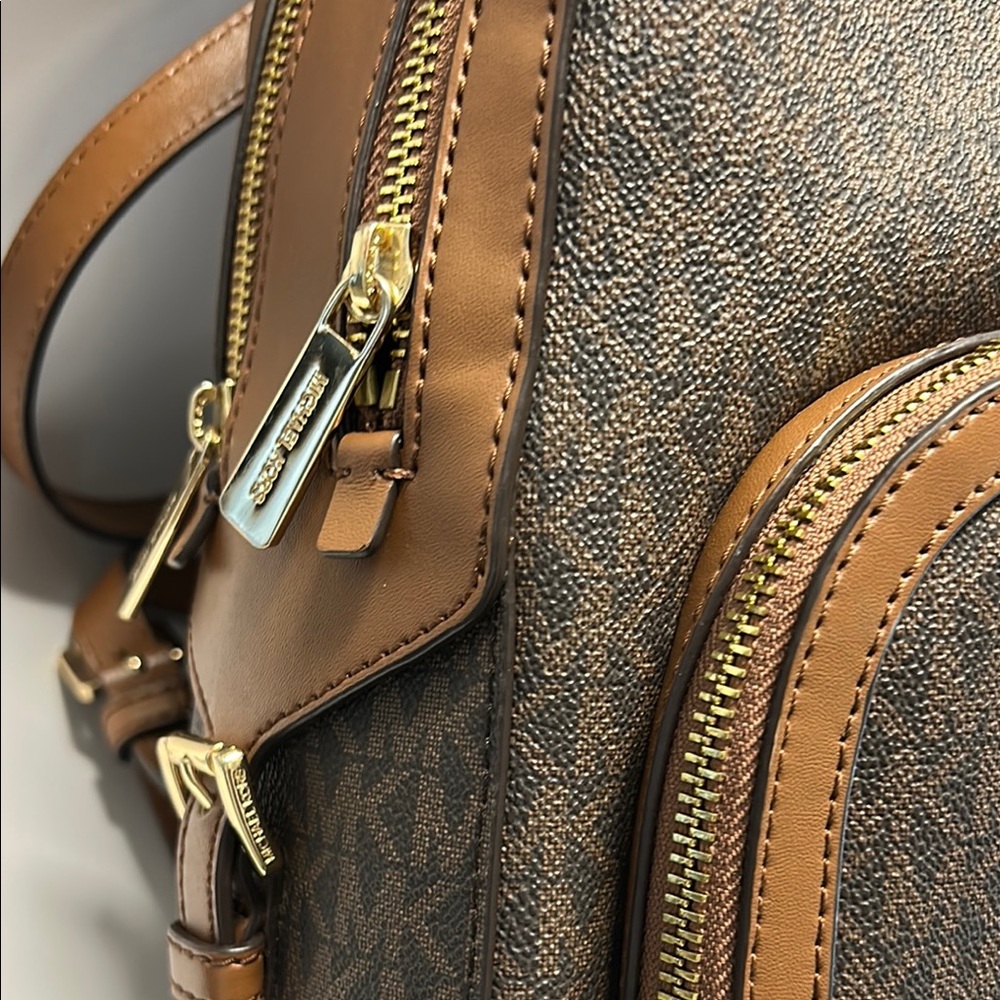 Michael Kors Brown Monogram Backpack with Gold Hardware - Picture 4 of 16